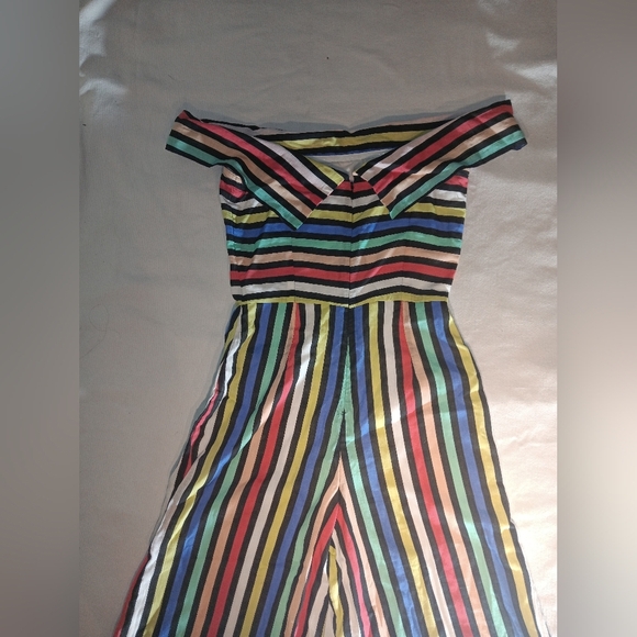 Striped Off-Shoulder Jumpsuit - Picture 9 of 11